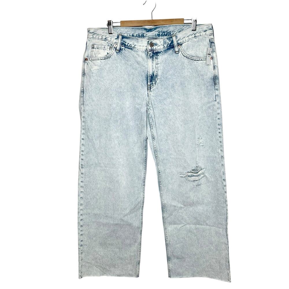 Gap Low Stride Wide Leg Jeans Womens 14 Acid Wash Y2K Skater Loose Baggy